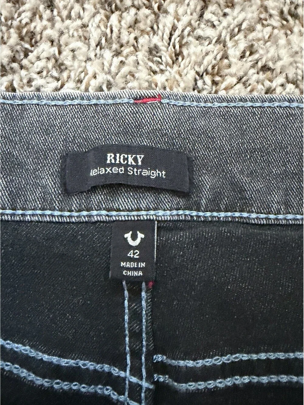 True Religion Ricky Big T Flap Relaxed Straight Fit Jeans Men’s Size 42x30 NWT